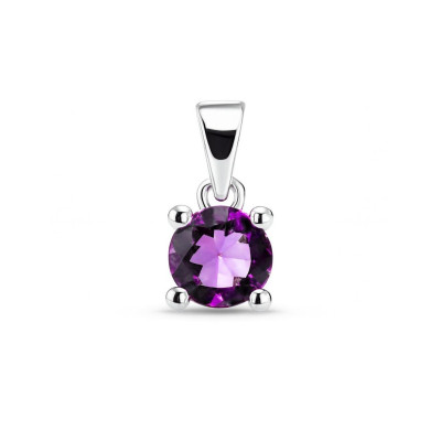 Pendentif Argent 925 Améthyste Ronde 6mm