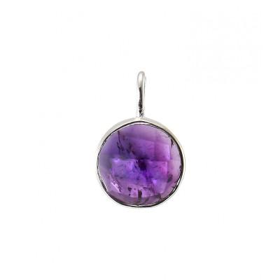 Pendentif Argent 925  Améthyste Ronde facettée 8mm