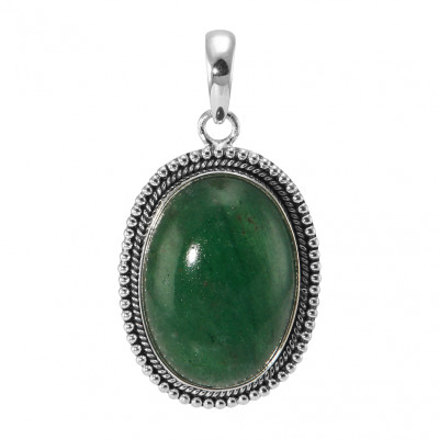Pendentif Argent 925 Aventurine Ovale 25x18mm