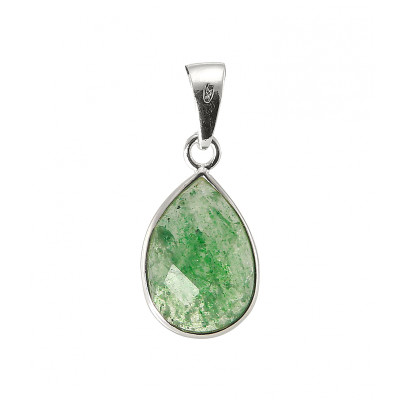 Pendentif Argent 925  Aventurine Poire  facettée 12x8mm
