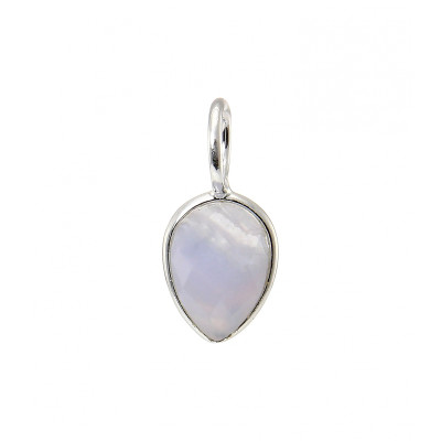 Pendentif Argent 925 Calcédoine Bleue Poire facettée 9x7mm