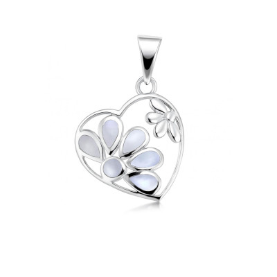 Pendentif Argent 925 Coeur Nacre blanche 