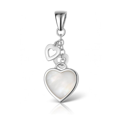 Pendentif Argent 925 Coeur Nacre Blanche