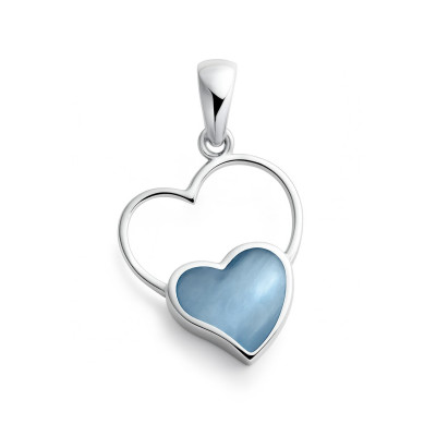 Pendentif Argent 925 Coeur Nacre bleue