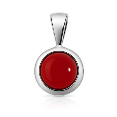 Pendentif Argent 925 Cornaline Cabochon 7mm