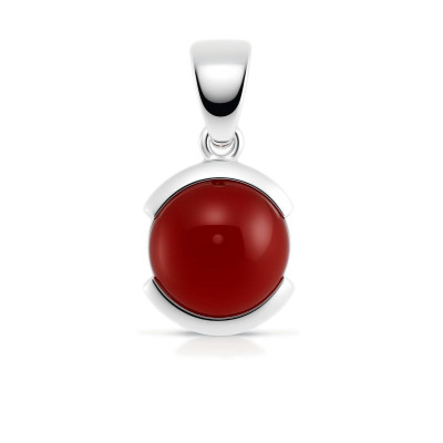 Pendentif Argent 925 Cornaline Ronde 12mm