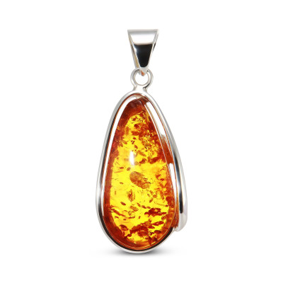 Pendentif Argent 925 et Ambre 15x37mm
