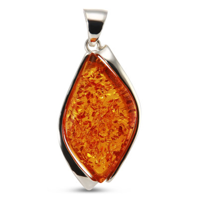 Pendentif Argent 925 et Ambre 22x39mm