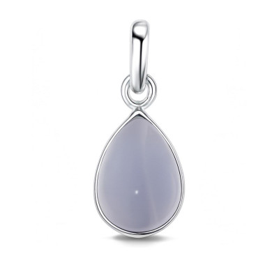 Pendentif Argent 925 et Calcédoine Bleue Poire 14x10mm