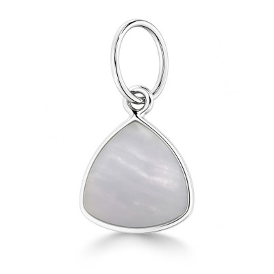 Pendentif Argent 925 et Calcédoine Bleue Triangulaire 10x10mm