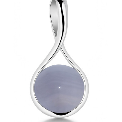 Pendentif Argent 925 et Calcédoine Bleue