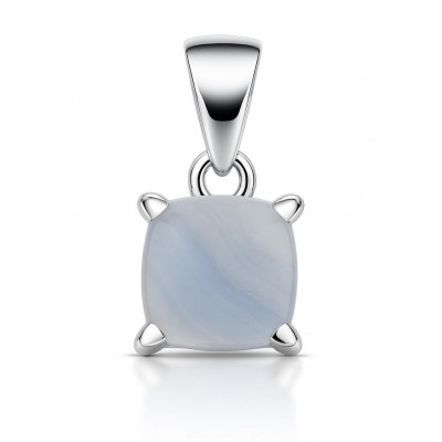 Pendentif Argent 925 et Calcédoine Bleue