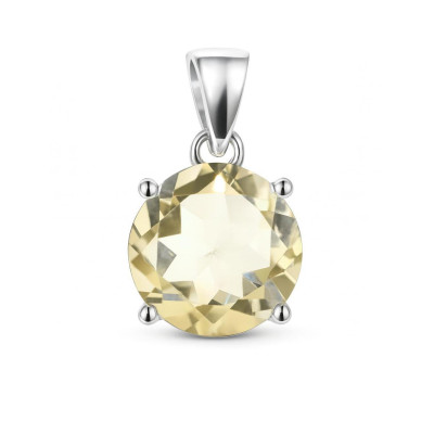 Pendentif Argent 925 et Citrine Ronde 12mm