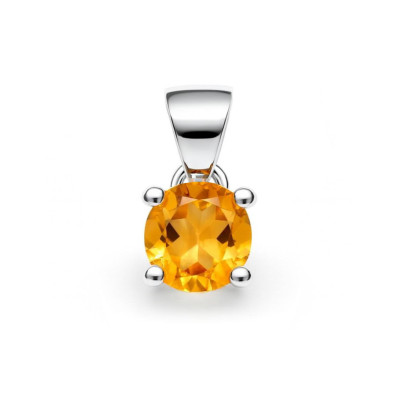 Pendentif Argent 925 et Citrine Ronde 6mm