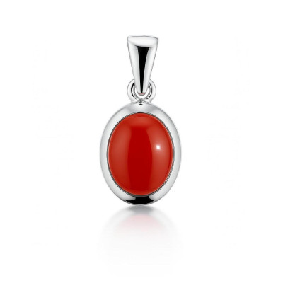 Pendentif Argent 925 et Cornaline Ovale 9x7mm