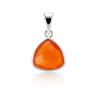 Pendentif Argent 925 et Cornaline Triangulaire 10x10mm