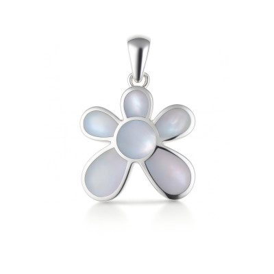 Pendentif Argent 925 Fleur Nacre Blanche