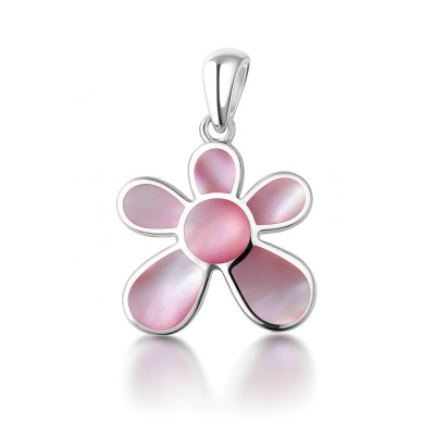 Pendentif Argent 925 Fleur Nacre Rose