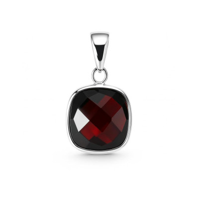 Pendentif Argent 925 Grenat Coussin 10x10mm