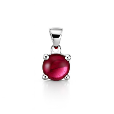 Pendentif Argent 925 Grenat Rond 6mm