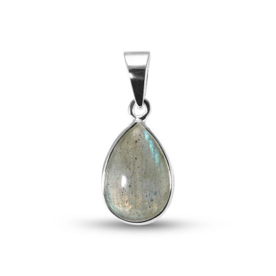 Pendentif Argent 925 Labradorite Poire 12x8mm Cabochon
