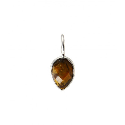 Pendentif Argent 925 Oeil de Tigre Poire facetté 9x7mm
