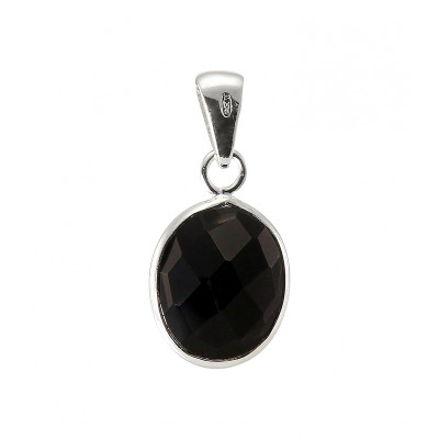 Pendentif Argent 925  Onyx Ovale facetté 11x9mm