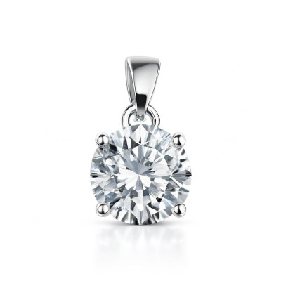 Pendentif Argent 925 Oxyde de Zirconium Rond 10mm