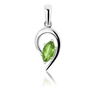 Pendentif Argent 925 Péridot Navette 9x4mm