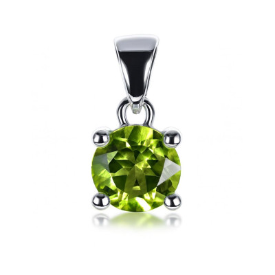 Pendentif Argent 925 Péridot Rond 6mm