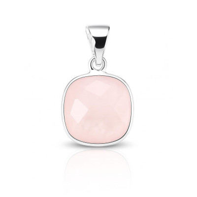 Pendentif Argent 925 Quartz rose Coussin 10x10mm