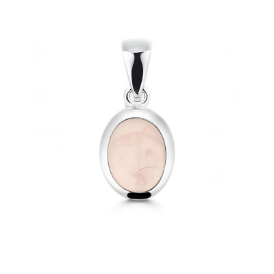 Pendentif Argent 925 Quartz rose Ovale 9x7mm