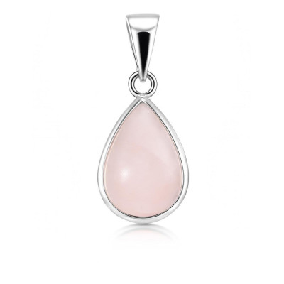Pendentif Argent 925 Quartz rose Poire 14x10mm