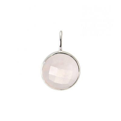 Pendentif Argent 925  Quartz rose Rond facetté 8mm