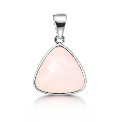 Pendentif Argent 925 Quartz rose Triangulaire 10x10mm