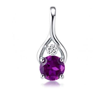Pendentif Argent 925 Rhodié Améthyste et Oxyde