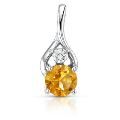 Pendentif Argent 925 Rhodié Citrine et Oxyde