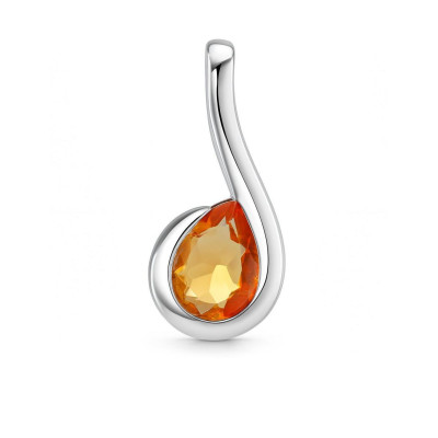 Pendentif Argent 925 Rhodié Citrine poire 7x5mm