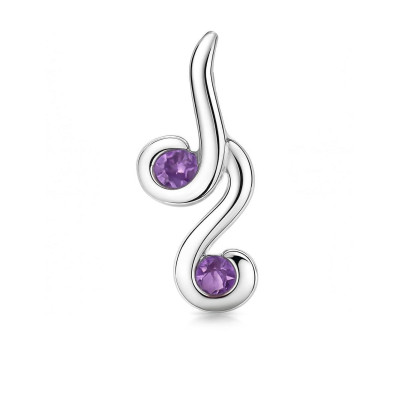 Pendentif Argent 925 Rhodié et 2 Améthystes