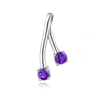 Pendentif Argent 925 Rhodié et 2 Améthystes