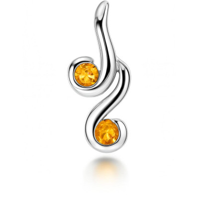 Pendentif Argent 925 Rhodié et 2 Citrines