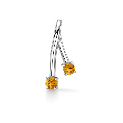 Pendentif Argent 925 Rhodié et 2 Citrines