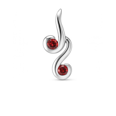 Pendentif Argent 925 Rhodié et 2 Grenats