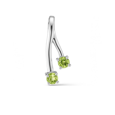 Pendentif Argent 925 Rhodié et 2 Péridots