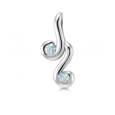 Pendentif Argent 925 Rhodié et 2 Topazes bleues traitées