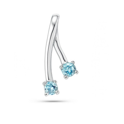 Pendentif Argent 925 Rhodié et 2 Topazes bleues traitées