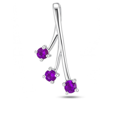Pendentif Argent 925 Rhodié et 3 Améthystes