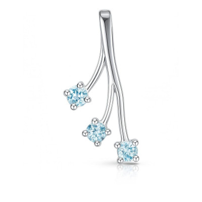 Pendentif Argent 925 Rhodié et 3 Topazes bleues traitées
