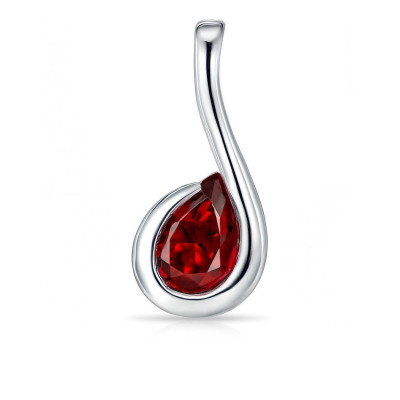 Pendentif Argent 925 Rhodié Grenat poire 7x5mm