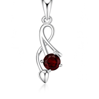Pendentif Argent 925 Rhodié Grenat Rond 5mm